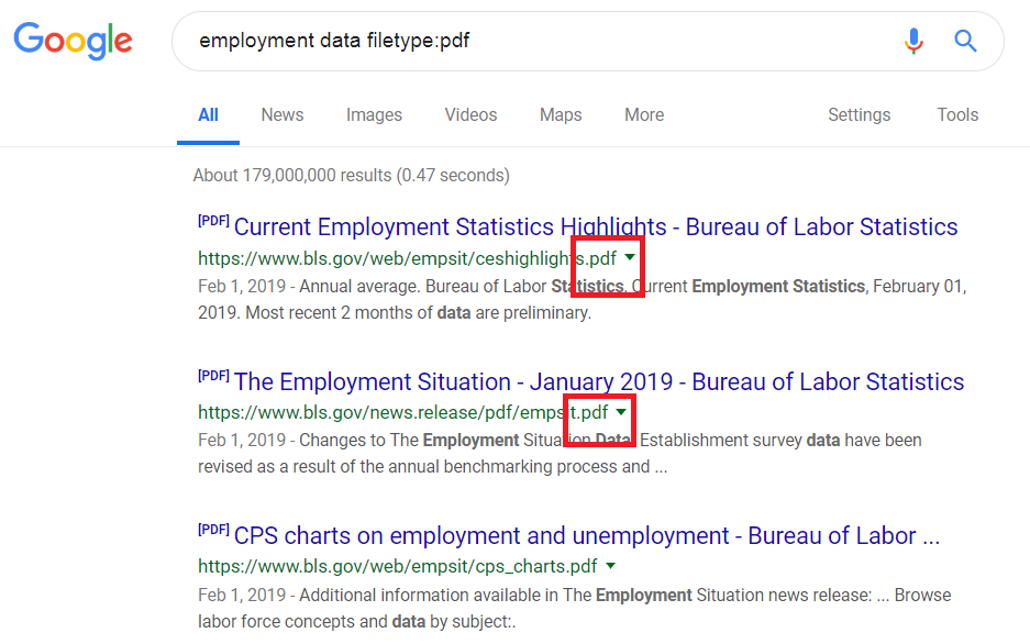 Searching for employment data.