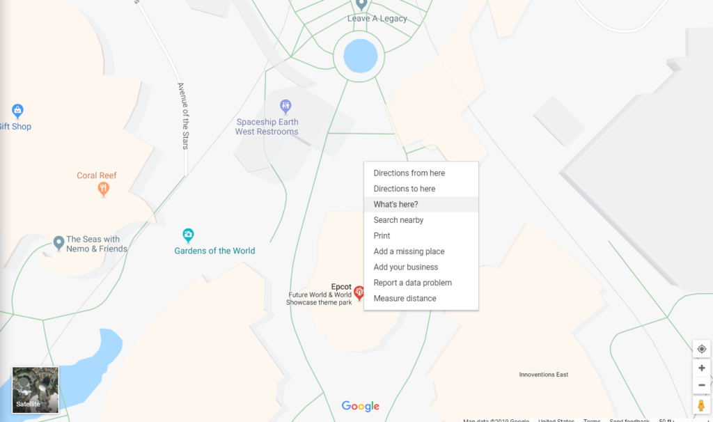 Using the what's here? option in Google Maps.