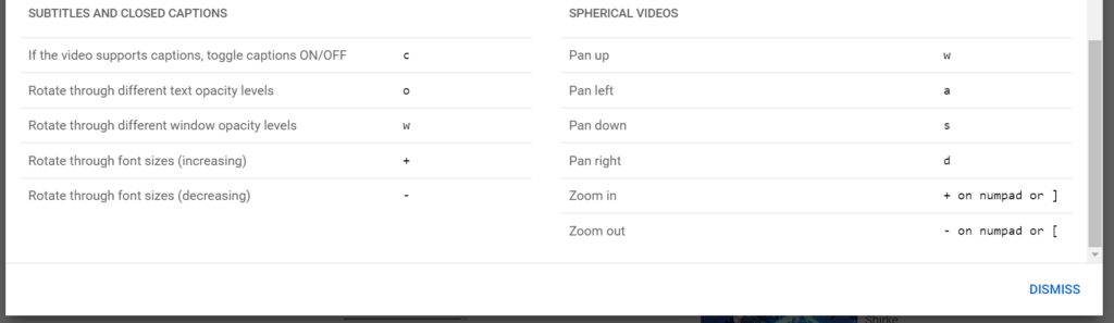 Youtube shortcuts, screen 2
