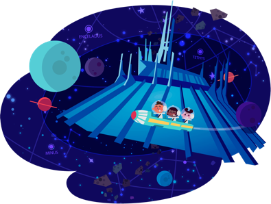 A close-up of the stylized Space Mountain image, which helps to brand the page with the Disney theme.