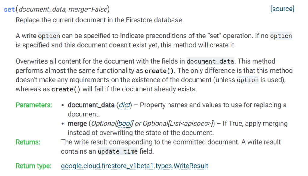 Set Documentation - Firestore